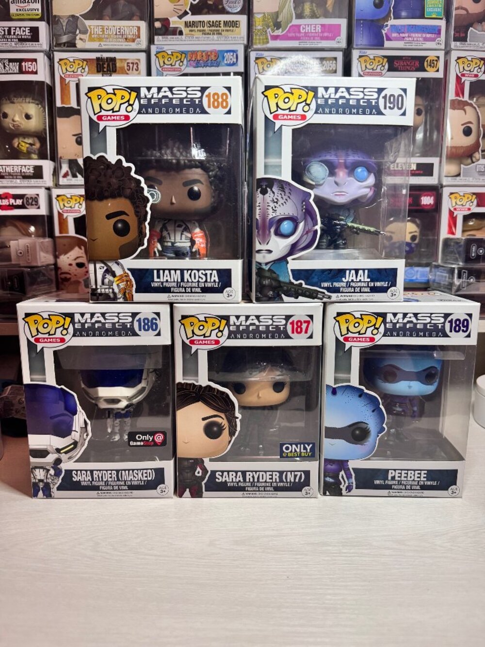 Funko Pop! Lot of 5  Mass Effect 2017 - Jaal, Liam, 2x Sara, PeeBee w protectors